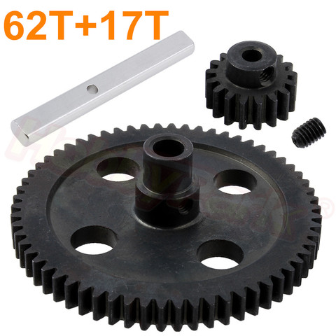 Steel Metal Spur Diff Gear 62T Reduction & 17T Pinion Motor Gear 0015 0088 For WLtoys 12428 12423 1/12 RC Car Crawler Part ► Photo 1/6