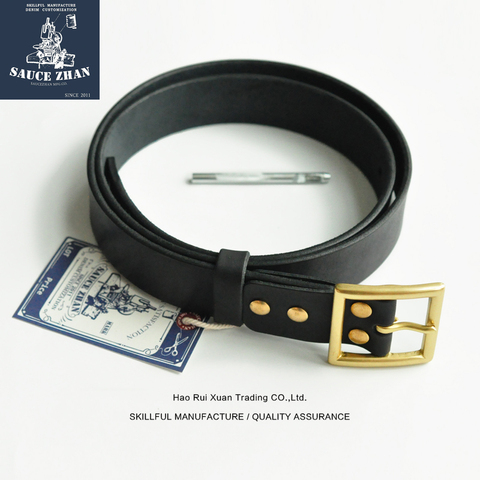 SauceZhan Italian Full-grain Leather Vegetable Tanned Leather Belt Top Leather Belt 4MM Brass Buckle Harajuku  Belts for Men ► Photo 1/5