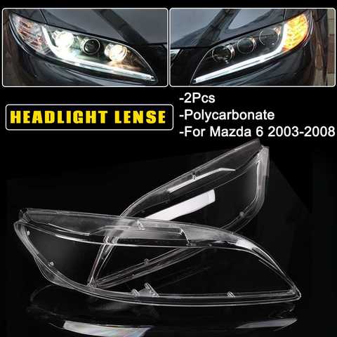 Autoleader 1 Pair For Mazda 6 2003-2008 Car Headlight Headlamp Plastic Clear Shell Lamp Cover Replacement  Lens Cover 60cmx6cm ► Photo 1/6