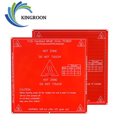 KINGROON Upgraded MK2B Heated Bed PCB Heatbed Dual 12V 24V Red MK2B HotBed 3D Printers Parts Hot Print platform 214mmx214mm ► Photo 1/6