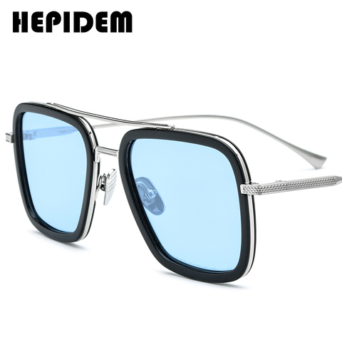 HEPIDEM Acetate Pure Titanium Polarized Sunglass Men Retro Tony Stark Sunglasses Vintage Edith Sun Glasses for Women 9119 ► Photo 1/6