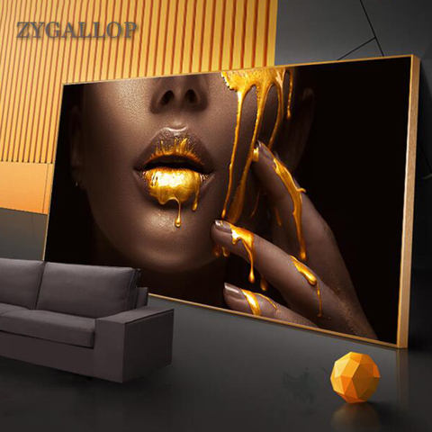 Large Wall Art Pictures For Living Room Women Face With Golden Liquid Print Canvas Paintings Modern Home Decor Posters Cuadros ► Photo 1/6