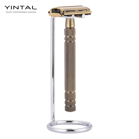 YINTAL Copper Dual Edge Razor Butterfly Open Long Non-slip Handle Men' Shaver Classic Manual Safety Razors ► Photo 1/6