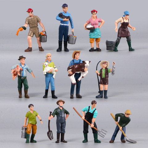 New Farmer People Model Simulation Farm Staff Feeder Veterinary Worker Action Figures Figurines Model Educational Kids Toys ► Photo 1/6