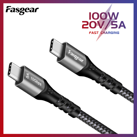 Fasgear 100W USB Type C to USB C 3.1Gen 2 Cable for Samsung Type-C PD QC 3.0 USB-C Cable for MacBook Huawei Xiaomi 10Gbps USB C ► Photo 1/6