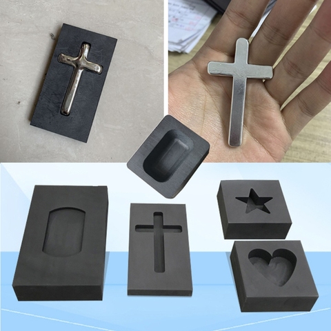 Gold Silver Ingot Mold Cross Graphite Crucible Mold Melting Gold Silver nonferrous Metal Casting Refining Scrap Jewelry ► Photo 1/6