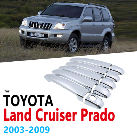 Chrome Handles Cover  Trim Set for Toyota Land Cruiser Prado J120 120 2003~2009 LC120 Accessories Stickers Car Styling 2004 2005 ► Photo 1/6