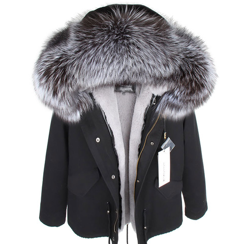 MMK real fur coat new fashion Real fox fur collar winter women's clothing Removable thickened jacket Short pike coat ► Photo 1/6