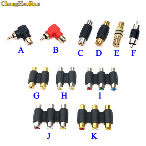 ChengHaoRan 1PCS Dual RCA Plug Single RCA 3 RCA Connector Female to Female Audio Video AV Cable Adaptor Connector Female to male ► Photo 1/5