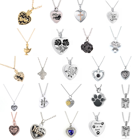 Memorial Custom Stainless Steel Cremation Ash Jewelry Heart Urn Necklace Keepsake Heart Pendant Funnel Fill Kit ► Photo 1/6