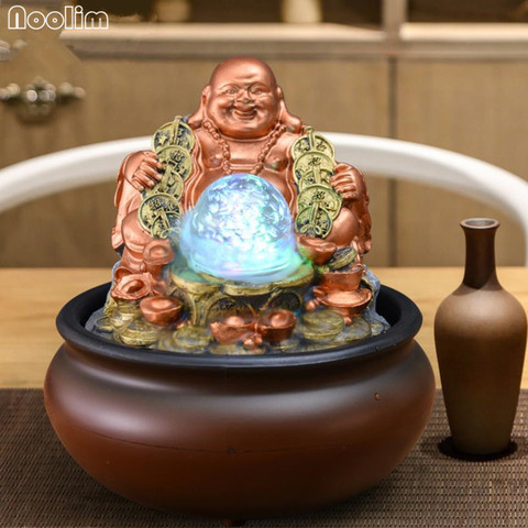 Buddha Indoor Water Fountain Tabletop Feng Shui Ball LED Light Home Decoration Office Opening Desktop Furnishings ► Photo 1/6