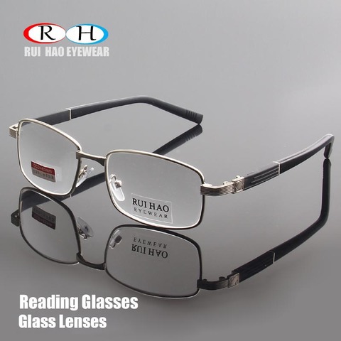 Reading Glasses Rectangle Design Glass Lenses Read Eyeglasses +1.00~+4.00 Presbyopic Glasses Unisex Hyperopic Spectacles ► Photo 1/6