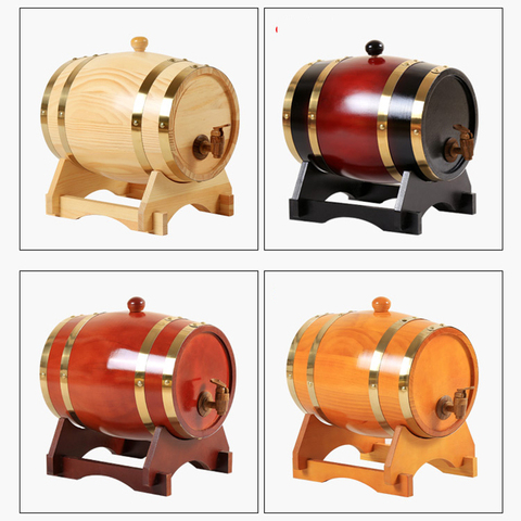 Wooden wine barrel Oak Beer Brewing Equipment Mini Keg Home Brew Beer Keg Tap Dispenser for Rum Pot Whisky Wine 1.5/3L ► Photo 1/6