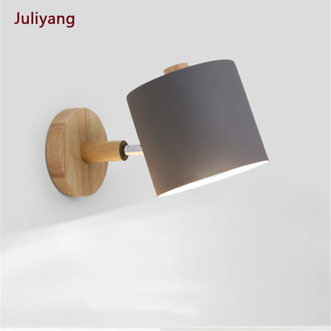 Nordic simple solid wood wall lamp creative macarons color straight living room corridor bedroom bedside sconce lamp ► Photo 1/6