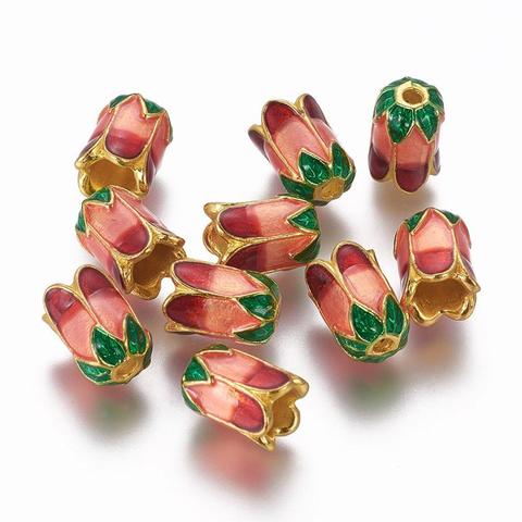 10pcs Alloy Enamel 5-Petal Bead Caps 11x8mm Metal Flower Spacer Beads Cone End Caps for DIY Jewelry Making ► Photo 1/1