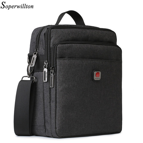 Soperwillton Men Shoulder Bag Handbag Casual Men's Bag USB charging Port Travel Bags Water-resistent Oxford Zipper Bag Male ► Photo 1/6