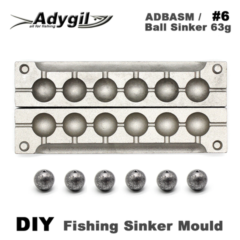 Adygil DIY Fishing Ball Sinker Mould ADBASM/#6 Ball Sinker 63g 6 Cavities ► Photo 1/5