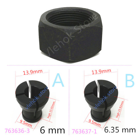 Collet Cone Nut for MAKITA RT0700C RT0700CX2 RT0700CX3 RP0900 RT0701 3621 3621A 3620 MT361 763637-1 763615-1 763636-3 6mm 6.35mm ► Photo 1/1