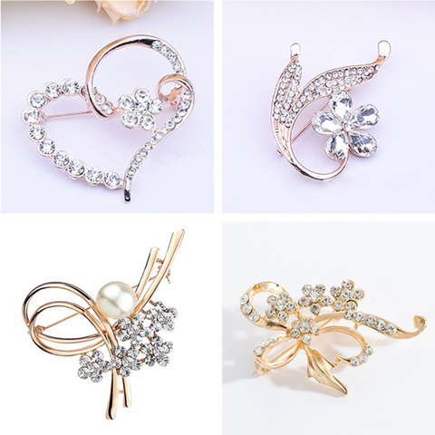 Japan and Korea High quality Heart Shape Brooches Love&Flower Rhinestones Brooches Girls Women Brooch Corsage Wholesale ► Photo 1/6