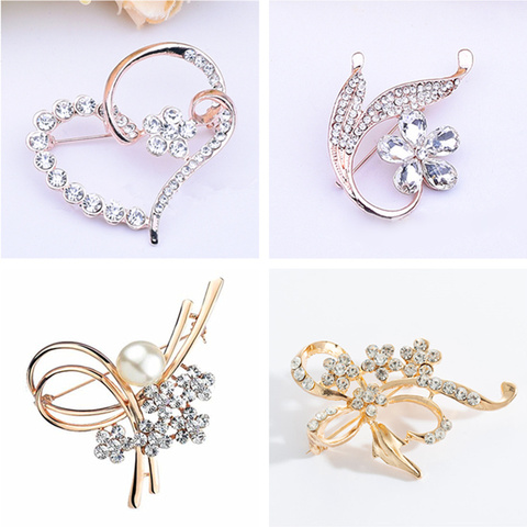 Japan and Korea High quality Heart Shape Brooches Love&Flower Rhinestones Brooches Girls Women Brooch Corsage Wholesale ► Photo 1/6