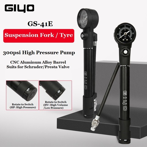 Giyo 300psi MTB Suspension Air Pump Bicycle Shock Fork Pump Bike Motor Schrader Presta Tyre Inflator Mini Gauge Tire Pumping ► Photo 1/6