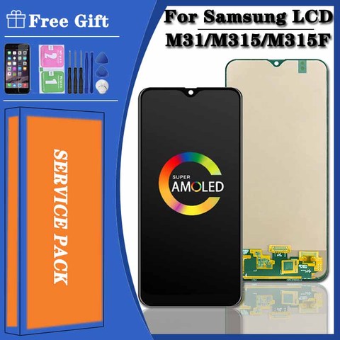 New Original 6.4'' AMOLED For Samsung Galaxy M31 LCD M315 M315F SM-M315F LCD Display Touch Screen Digitizer Assembly+ServicePack ► Photo 1/6