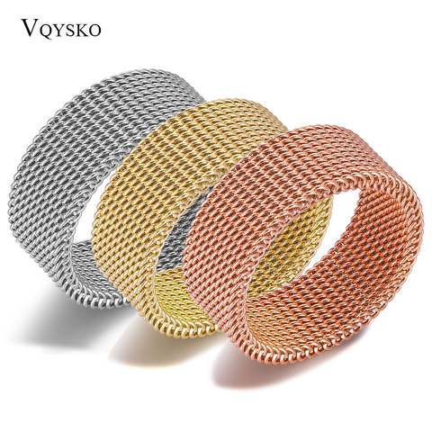 Fashion Unisex Elastic Mesh Stainless Steel Ring Circle Woven Mesh Women Men Wedding Rings Friends Gift ► Photo 1/6