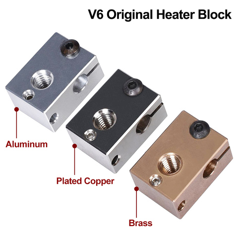 High Quality V6 Plated Copper Heater Block V6 Brass PT100 3D Printer V6 Heat Block For E3D V6 J-head Hotend BMG Extruder Titan ► Photo 1/6