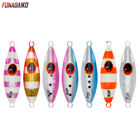 FUNADAIKO Shore cast slow jigging lure sea fishing casting jig artificial glow luminous bait 30g 40g 60g boat fishing jig lures ► Photo 1/6