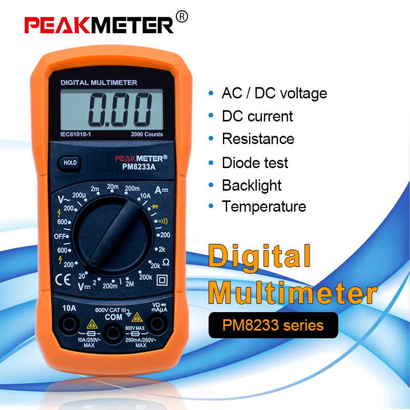 Digital MS8233E Multimeter LCD AC/DC Ammeter Resistance Capacitance Tester