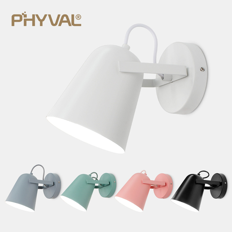 PHYVAL Wall Lamp Led Nordic Sconce Wall Lights E27 Head Light Macaron Wall Lamps For Bedside ► Photo 1/6