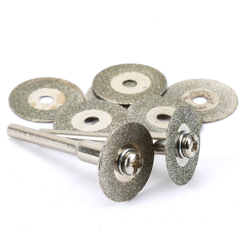 10pcs/set Diamond slice+2 Arbor Shaft 16mm MINI Diamond Cutting Pieces Thin Grinding Refine Gem Stone Discs Rotary Tool Dremel ► Photo 1/6