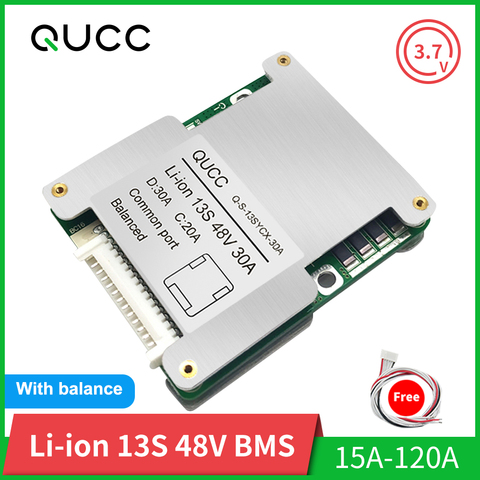 Qucc BMS 13S 48V 15A 20A 30A 40A 50A 60A100A 120A 18650 Balancer PCB Lithium Battery Protection Board for Electric Vehicle Ebike ► Photo 1/6