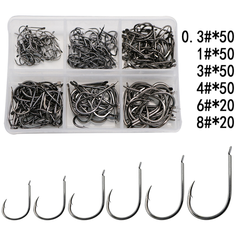 240pcs/box Barbed Fishing Hooks Carp Single Fishihook Set Fly Fishing Accessories Carbon Steel Jig Sea Hook ► Photo 1/6