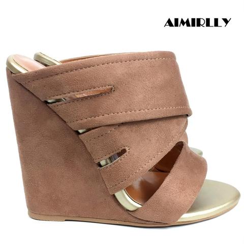 Women's Wedge Heel Sandals Summer Slippers Comfortable Mules Shoes Ladies Casual Footwear Slip On ► Photo 1/6