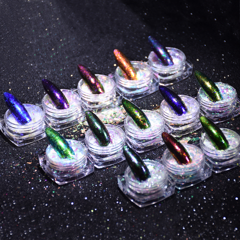 Beautybigbang New 0.15g Nail Art Flakes Chameleon Glitter Chrome
