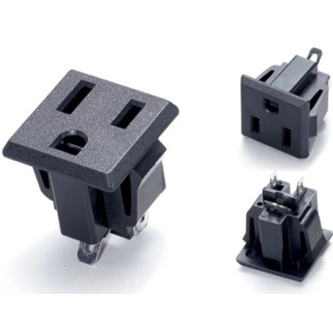 10PCS AC 125V 15A US Plug 3 Terminal Outlet Power Socket Connector Black Panel Mount ► Photo 1/1