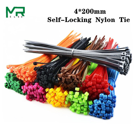 100/Lot 4*200mm width 3mm Colorful Factory Standard Self-locking Plastic Nylon Cable Ties,Wire Zip Tie 4x200 ► Photo 1/5