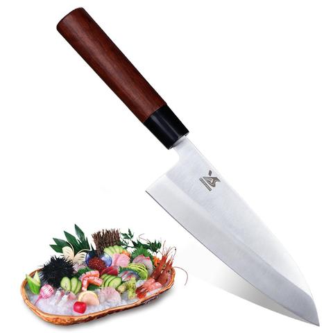 BIGSUNNY 7 inch Deba knife Japanese Kitchen Cooking Chef Sushi Knife High Carbon Steel Blade with Rose wood Handle ► Photo 1/6