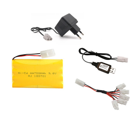 9.6v 700mah Ni-CD Battery + 9.6v Charger set For Rc toys Car Boat Gun Tank Train Robot nicd AA 9.6v Rechargeable Battery Pack ► Photo 1/6