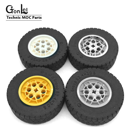 4Pcs/Lot Technic EV3 Wheels 62.4x20mm Wheel Tyres Parts Building Block Toy For Car Compatible with 32022+86652 MOC Brick Parts ► Photo 1/5