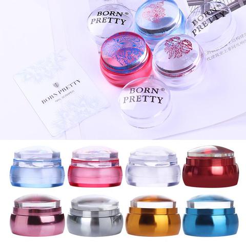 BORN PRETTY Clear Jelly Silicone Stamper Metallic Handle Nail Art Stamper with Scraper Set for Stamping Plate Nail Stamps ► Photo 1/6