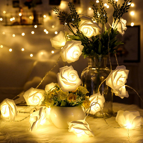 1.5M 10LED Artificial Rose Flower Garland String Light LED Fairy Lights Valentine's Day Wedding Christmas Party Decorations ► Photo 1/6