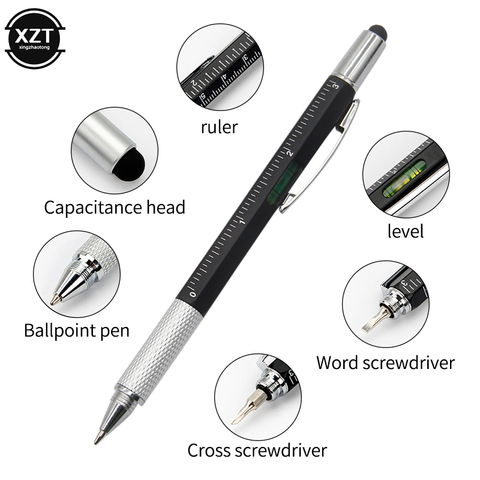 7 in1 Multifunction Ballpoint Pen with Modern Handheld Tool Measure Technical Ruler Screwdriver Touch Screen Stylus Spirit Level ► Photo 1/6