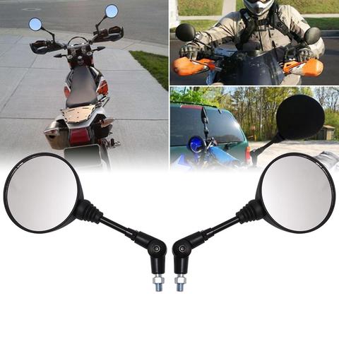 Motorcycle Black Universal 10mm Side Mirror Rearview Mirror Anti-fall Folding Round Mirror ► Photo 1/1