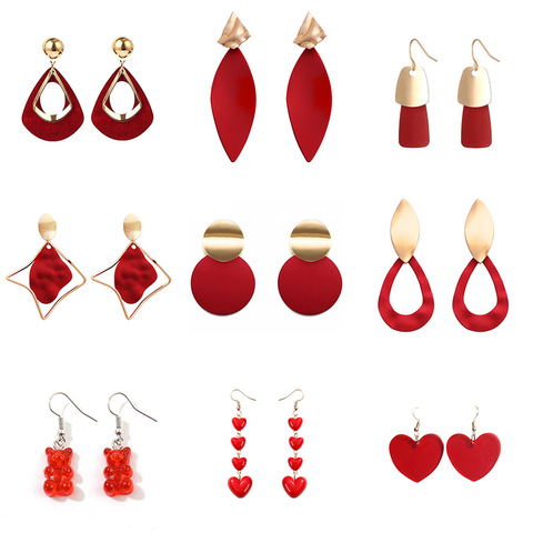 Geometric Pendants Hanging Earrings for Women Gold Metal Hook Earrings Long Heart Earrings pendientes fashion jewelry 2022 ► Photo 1/6