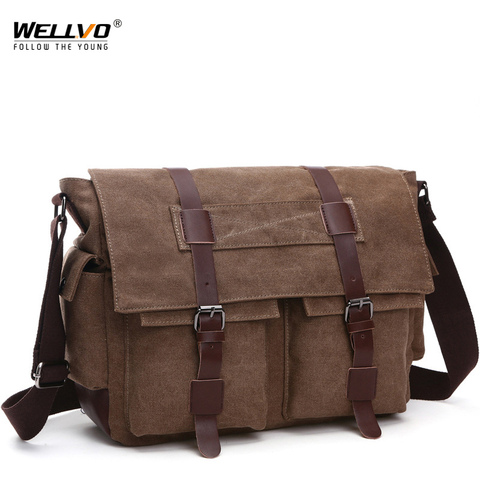 Retro Men Messenger Bags Canvas Handbags Leisure Work Travel Bag Man Business  Crossbody Bags Briefcase for Male Bolsas XA108ZC ► Photo 1/6