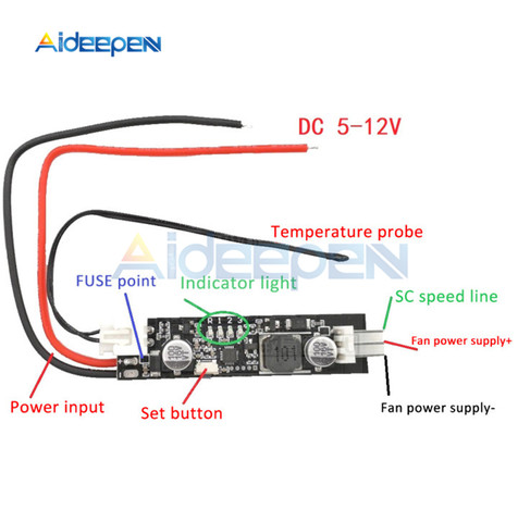 2-3 Wire DC 5V 12V PWM Fan Temperature Controller Governor Speed Controller Switch Temperature Control Governor Module ► Photo 1/5