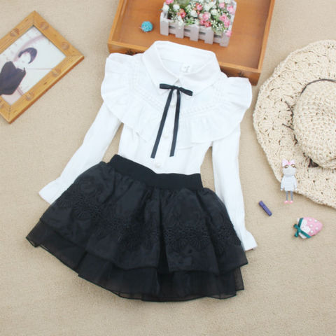 New Arrival 2022 Girls White Blouses Spring Fall Cartoon Shirt School Girl Uniforms Blouse Tops Casual Teenage Cotton Clothes ► Photo 1/6