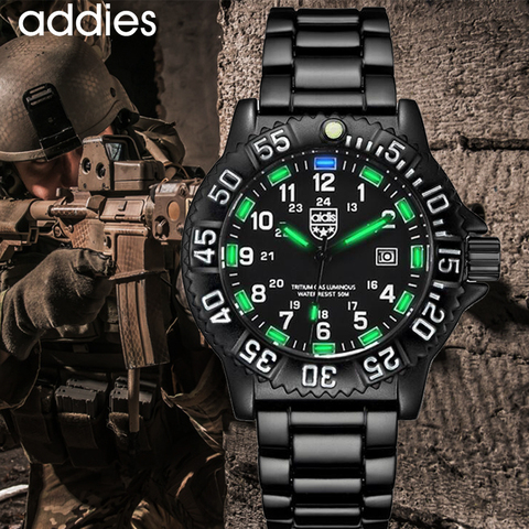 Men Army Military Watches Blue Green  Luminous Waterproof  Stainless Steel Watch High Quality Quartz Movement Men Sports Watch ► Photo 1/6